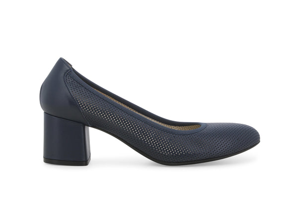 Melluso Décolleté Estivo in Pelle Microforata Blu D106Z-249131